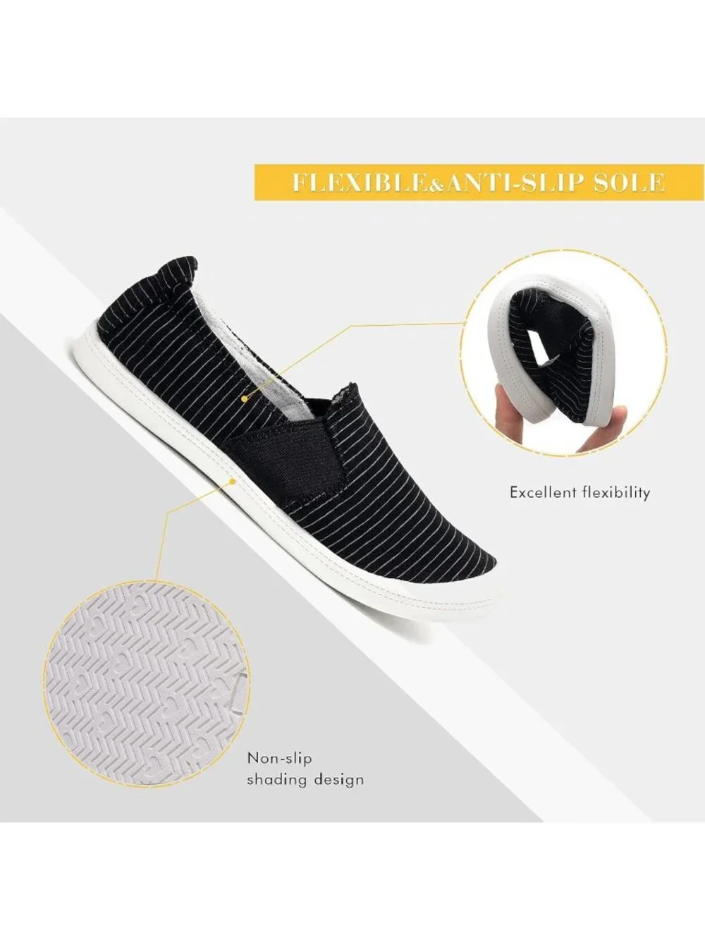 Women's Black/White Stripes Comfortable Lace-Up Breathable Walking Sneakers